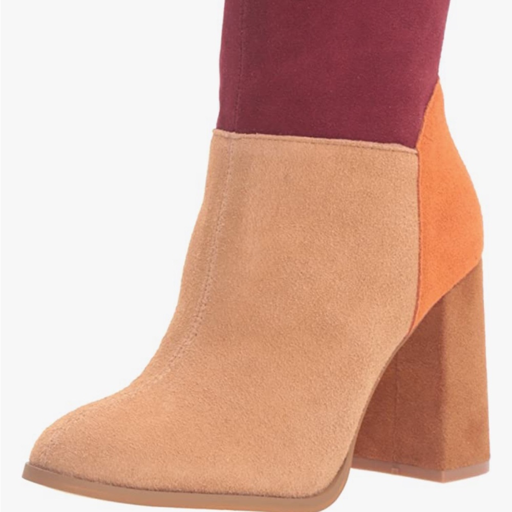 Orange and Red Color-Block Boots Size 8